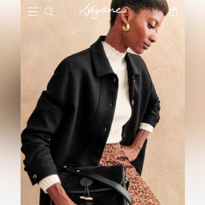 Sezane Will Jacket in Black Wool Small